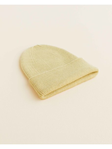 Hvid Beanie Fonzie newborn - light yellow