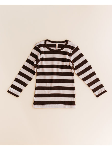 Unaduna Kids longsleeve tiny rib wool - mazarin/kladdkaka