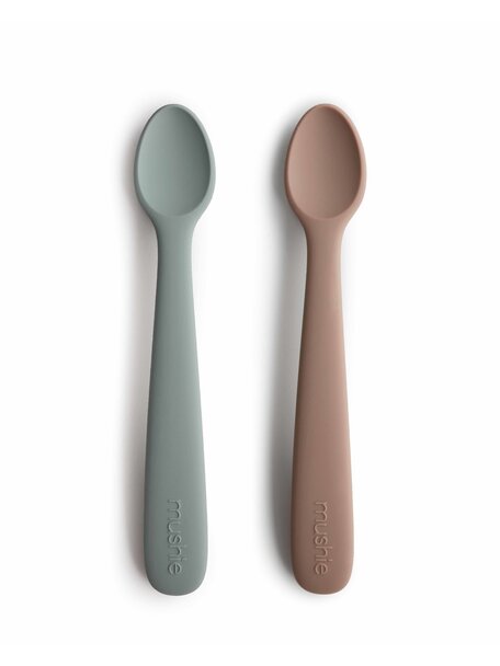 Mushie Set of 2 spoons - stone/cloudy mauve