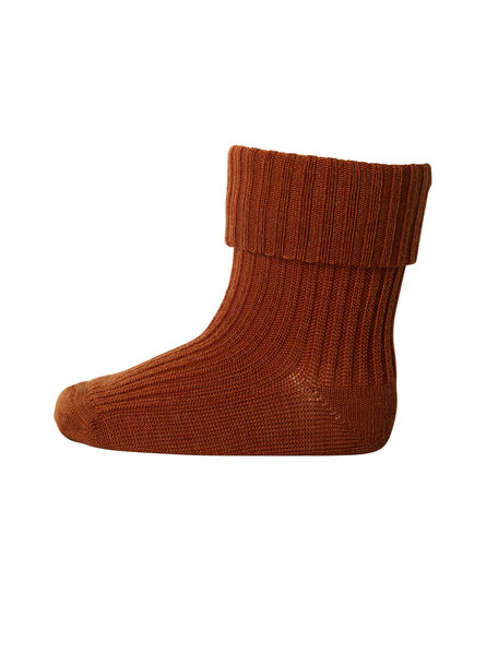 MP Denmark Wool Rib Turn Down Socks - Brick