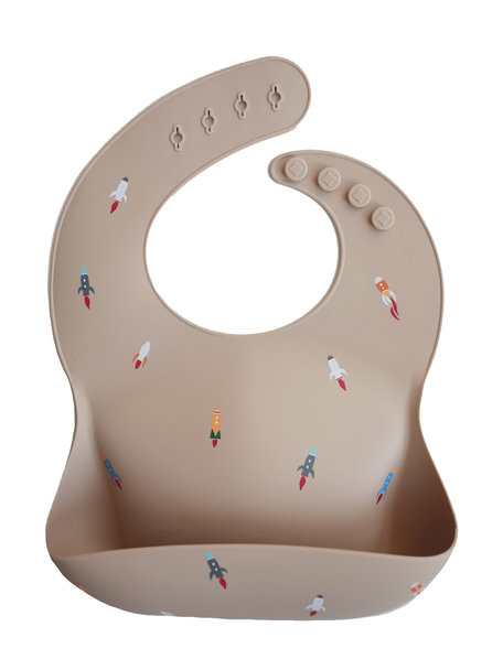 Mushie Silicone Baby Bib - Rocket Ship