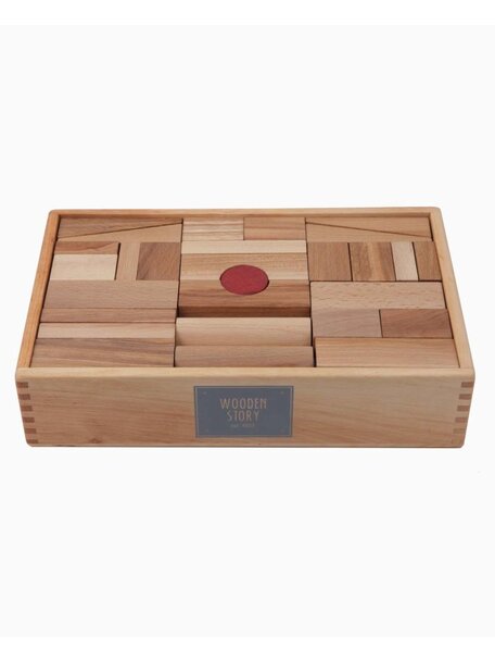 Wooden Story Natural Blocks in Tray - natural 63 pieces