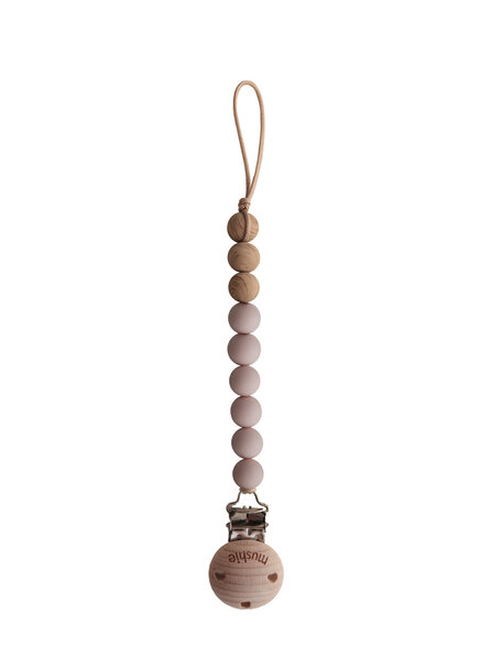 Mushie Pacifier chain Eva - blush / wood