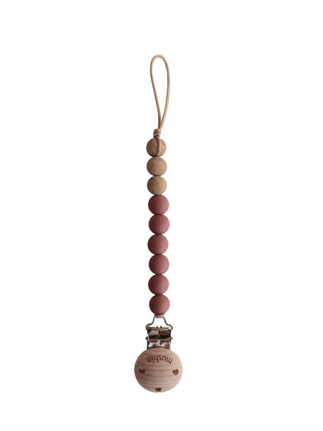 Mushie Pacifier chain Eva - red/wood