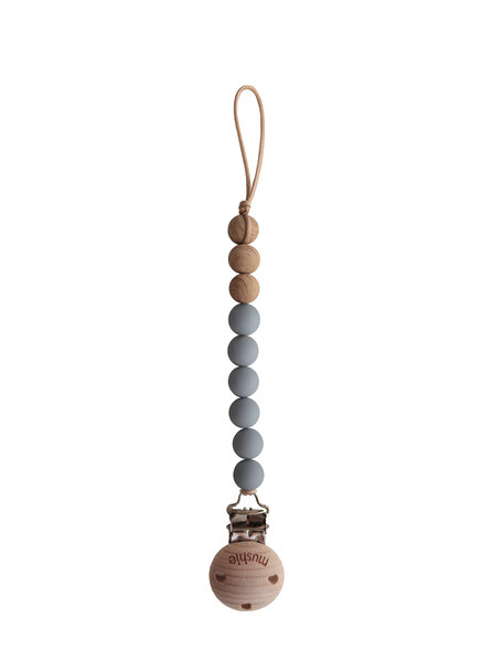 Mushie Pacifier chain Eva - stone / wood