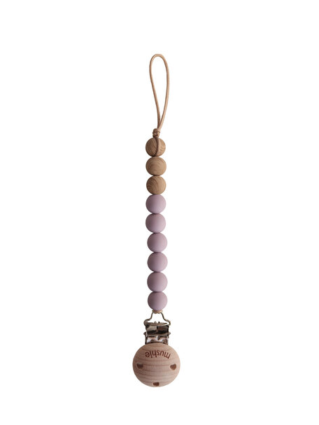 Mushie Pacifier chain Eva - mauve/wood