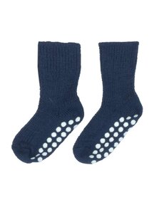 Hirsch Natur Wool Socks Anti-Slip Dots - Navy