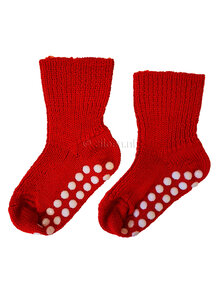 Hirsch Natur Wool Socks Anti-Slip Dots - Red