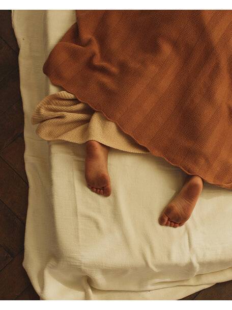 Hvid Merino wool blanket Freddie - terracotta