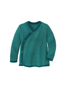 Disana Wrap cardigan merino wool - pacific/ mint