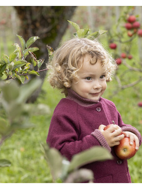 Disana Children's coat made of merino wool - cassis