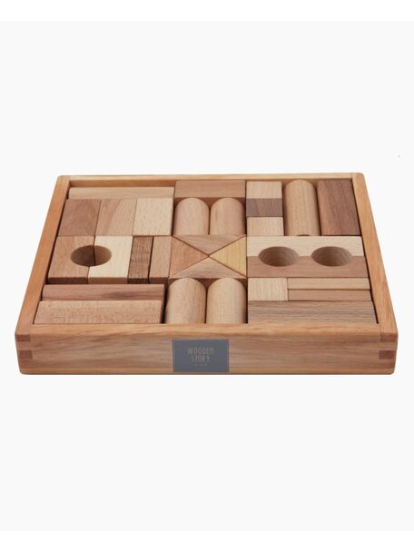 Wooden Story Natural Blocks in Tray - natural 30 pieces