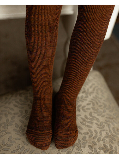Silly Silas Retro Ribbed Tights with Braces - Spicy Chai