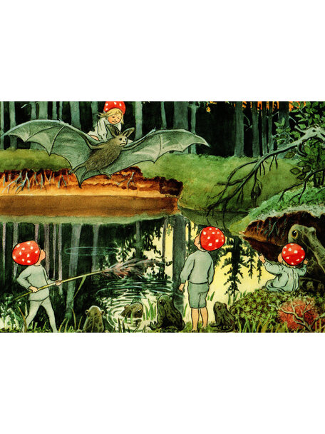 Elsa Beskow Elsa Beskow Postcard - Children of the Forest and the Bat