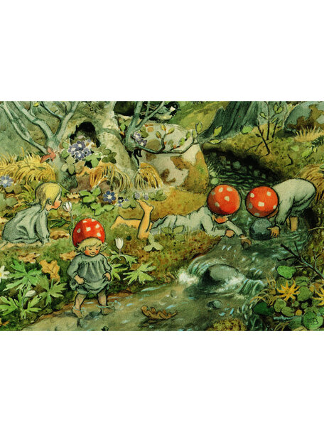 Elsa Beskow Elsa Beskow Postcard - Spring, Children of the Forest by the Creek