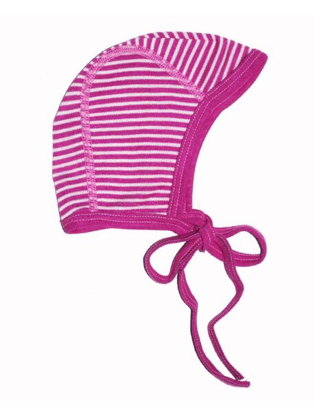 Cosilana Baby Bonnet Striped Wool/Silk - Pink