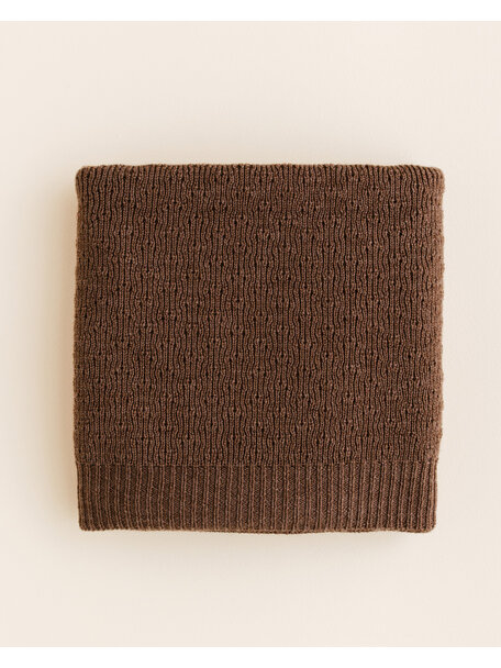 Hvid Merino wool baby blanket Dora - mocha