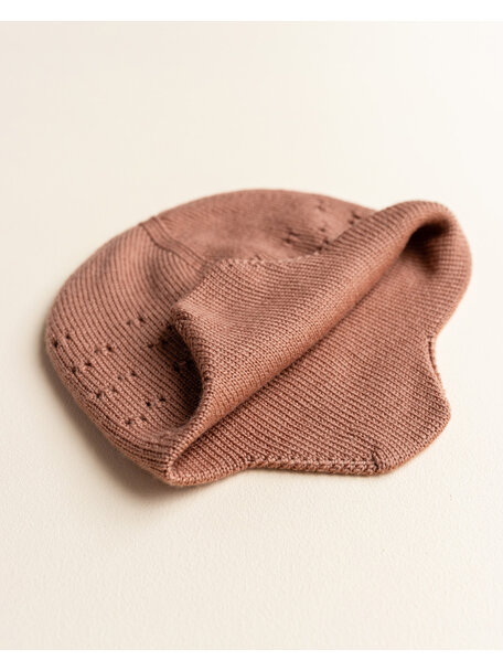 Hvid woolen hat Dua - terracotta