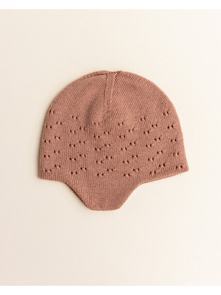 Hvid woolen hat Dua - terracotta