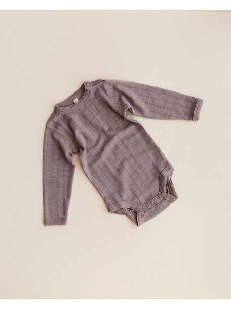 Unaduna Body longsleeves striped ajour wool/silk - heather melange