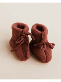 Unaduna X Engel Wool Fleece Baby Booties - henna dune