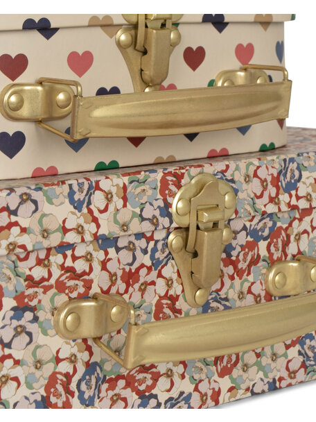 Konges Sløjd Suitcases set of 2 - hearts and flowers