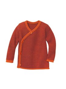 Disana Wrap cardigan merino wool - orange/bordeaux