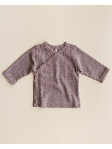 Unaduna Baby wrap-around shirt striped ajour wool/silk - heather