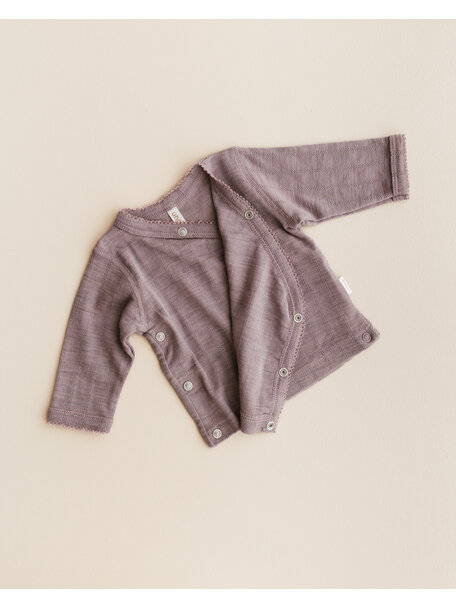 Unaduna Baby wrap-around shirt striped ajour wool/silk - heather