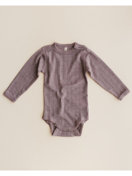 Unaduna Body longsleeves striped ajour wool/silk - heather melange