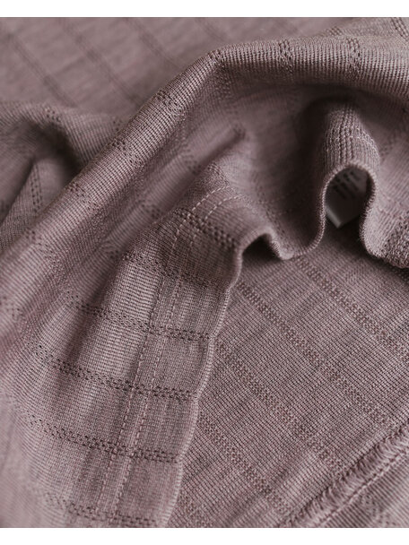 Unaduna Women's shirt longsleeves striped ajour wool/silk - heather melange