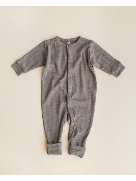 Unaduna Onesie striped ajour 2 in 1 feet wool/silk - hazel