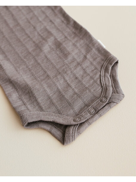 Unaduna Body short sleeves striped ajour wool/silk - hazel