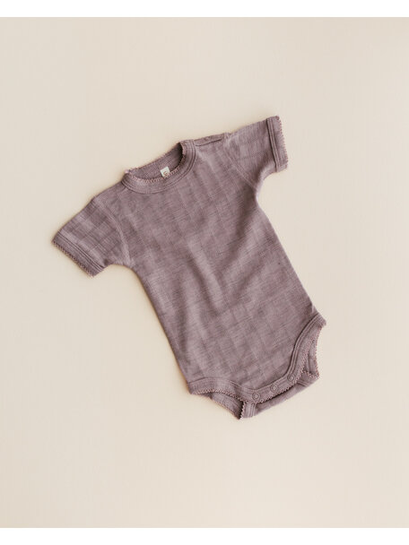 Unaduna Body short sleeves striped ajour wool/silk - heather