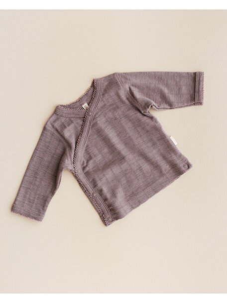 Unaduna Baby wrap-around shirt striped ajour wool/silk - heather