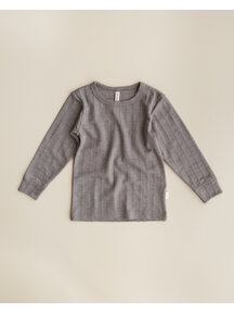 Unaduna Kids shirt longleeves striped ajour wool/silk - hazel