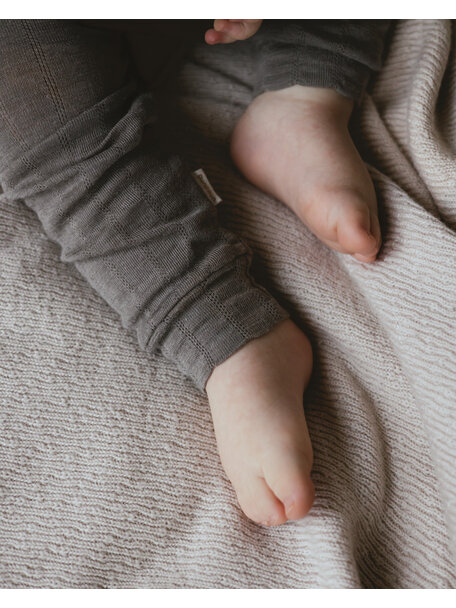 Unaduna Baby leggings striped ajour wool/silk - hazel
