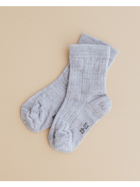 Joha Woolen rib socks kids - grey