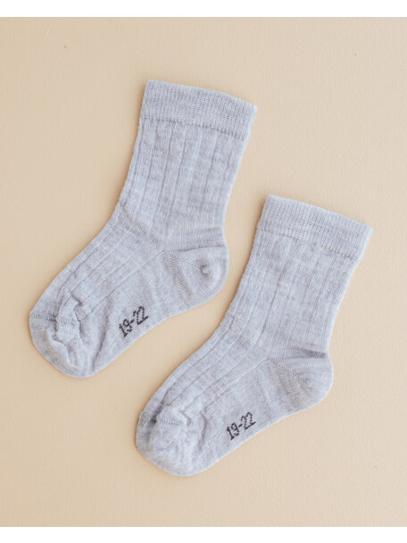Joha Woolen rib socks kids - grey