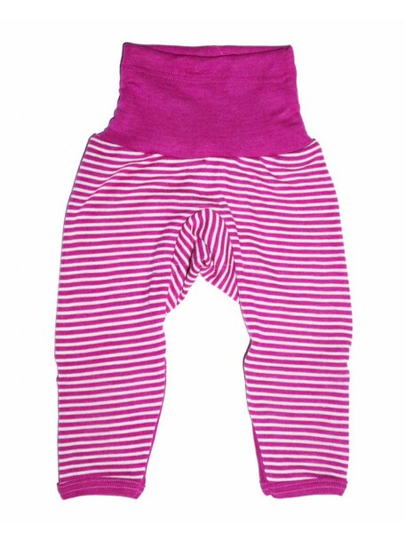 Cosilana Baby Pants With Scratch Protection Striped Wool/Silk - Pink