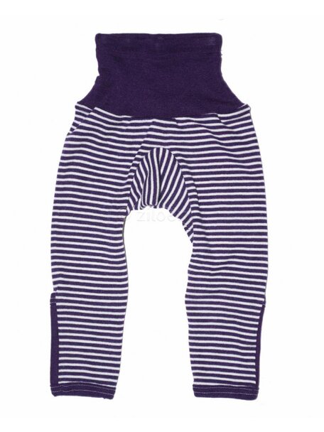 Cosilana Baby Pants With Scratch Protection Striped Wool/Silk - Purple