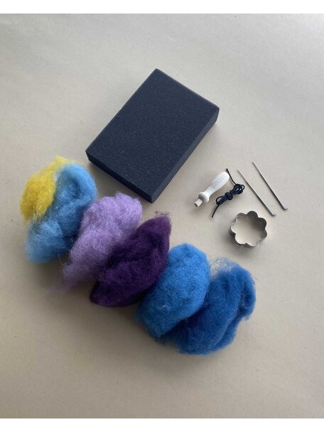 Filges Needle felting set flowers - blue tones