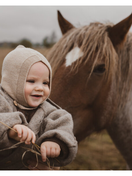 Hvid Merino wool Balaclava Eddy - sand