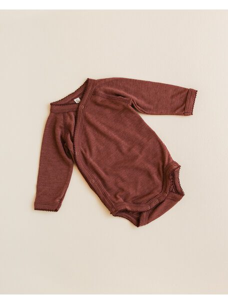 Unaduna Wrap around body pointelle wool/silk - henna dune