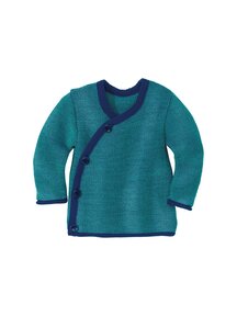 Disana Wrap cardigan merino wool - navy/lagoon
