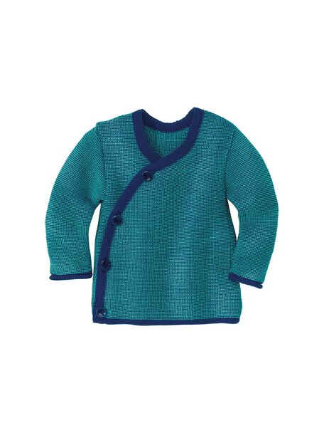 Disana Wrap cardigan merino wool - navy/lagoon