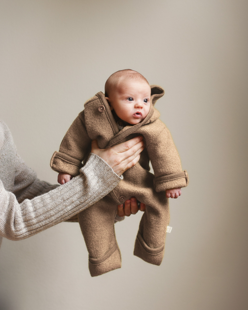 Baby overall boiled wool caramel