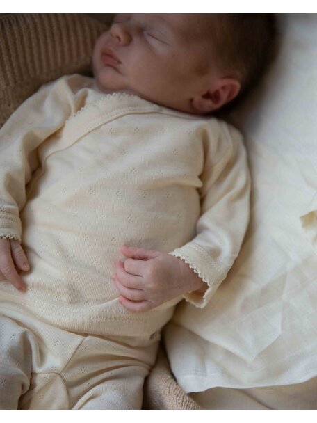 Unaduna Baby wrap-around shirt pointelle wool/silk - munkki