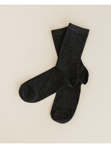 Unaduna Wool rib Unisex socks - ebony
