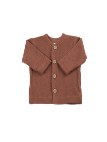 Joha Heavy Rib Cardigan wool - Terracotta